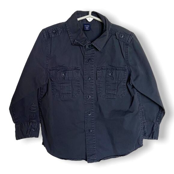 Gap Boys Shirt Size 4 The Brick Lane Gray Work Style Button Up Down‎ Front - Picture 3 of 6